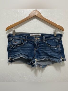 Hollister Y2K Low Rise Denim Micro Mini Shorts Cut Off Frayed Hem Size 5